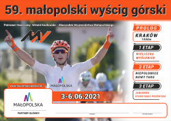 plakat z napisem małopolski wyścig górski