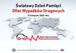 plakat z napisem światowy dzień pamięci ofiar wypadków drogowych