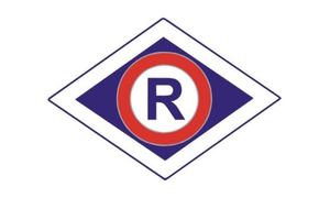 litera R w rombie - logo ruchu drogowego