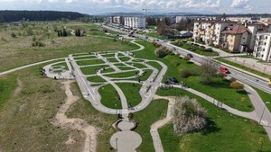 Widok z lotu ptaka miasteczka komunikacynjego