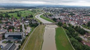 Biały Dunajec i cześc miasta widziana z lotu ptaka