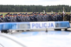 sygnaly policji i policjanci w tle